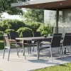 Kettler Granada Garten-Essgruppe, 8 Personen, ausziehbarer Tisch 180–240 cm, Aluminium/Textilene, Teak FSC®-zertifiziert