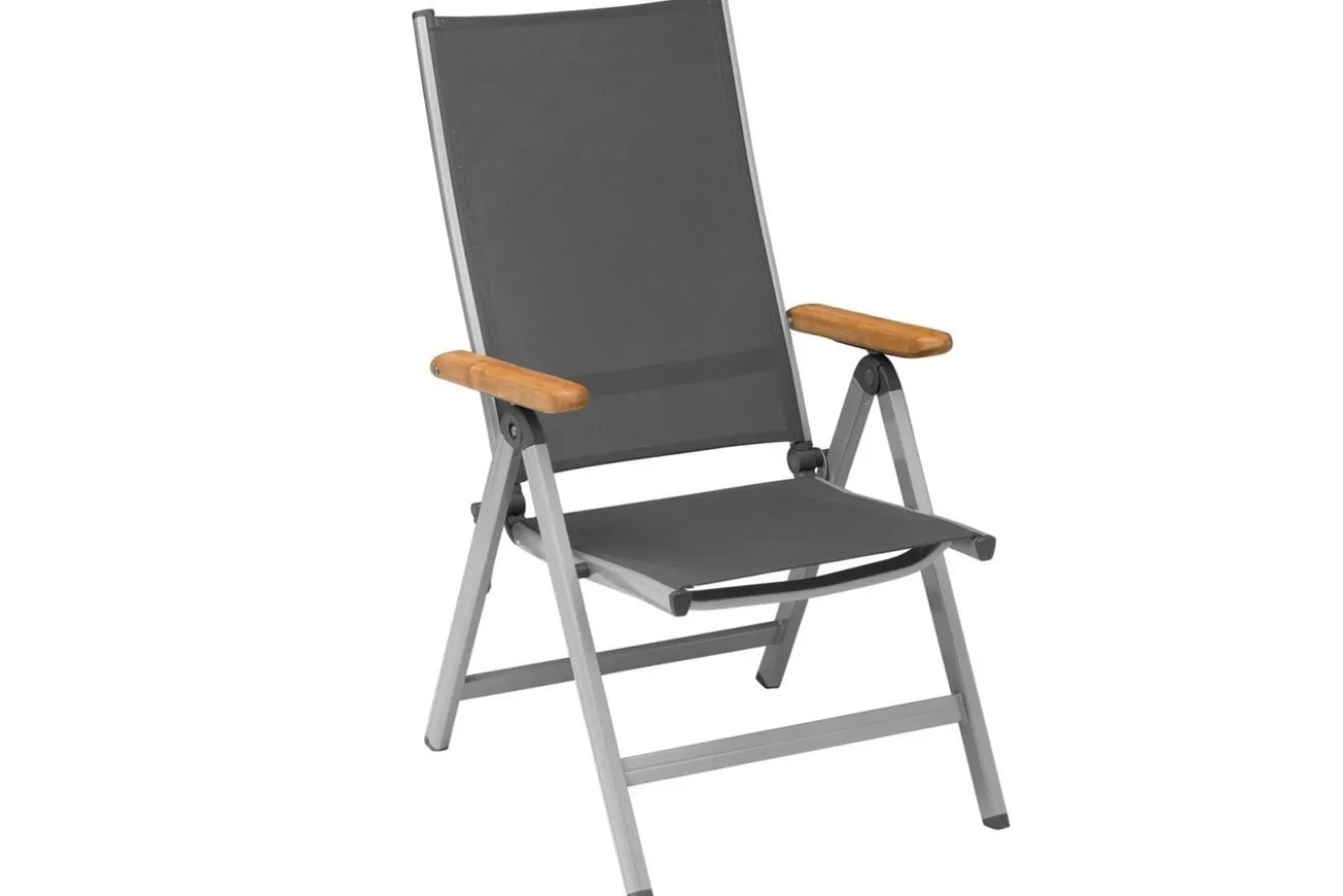 KETTLER Granada Garten-Essgruppe, silber, Alu/Textilene, Tisch 180/240x100cm, 6 Klappstühle