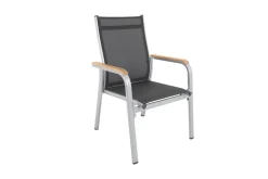 KETTLER Granada Garten-Essgruppe, silber/anthrazit, Alu, Tisch 160x90, 6 Stapelsessel