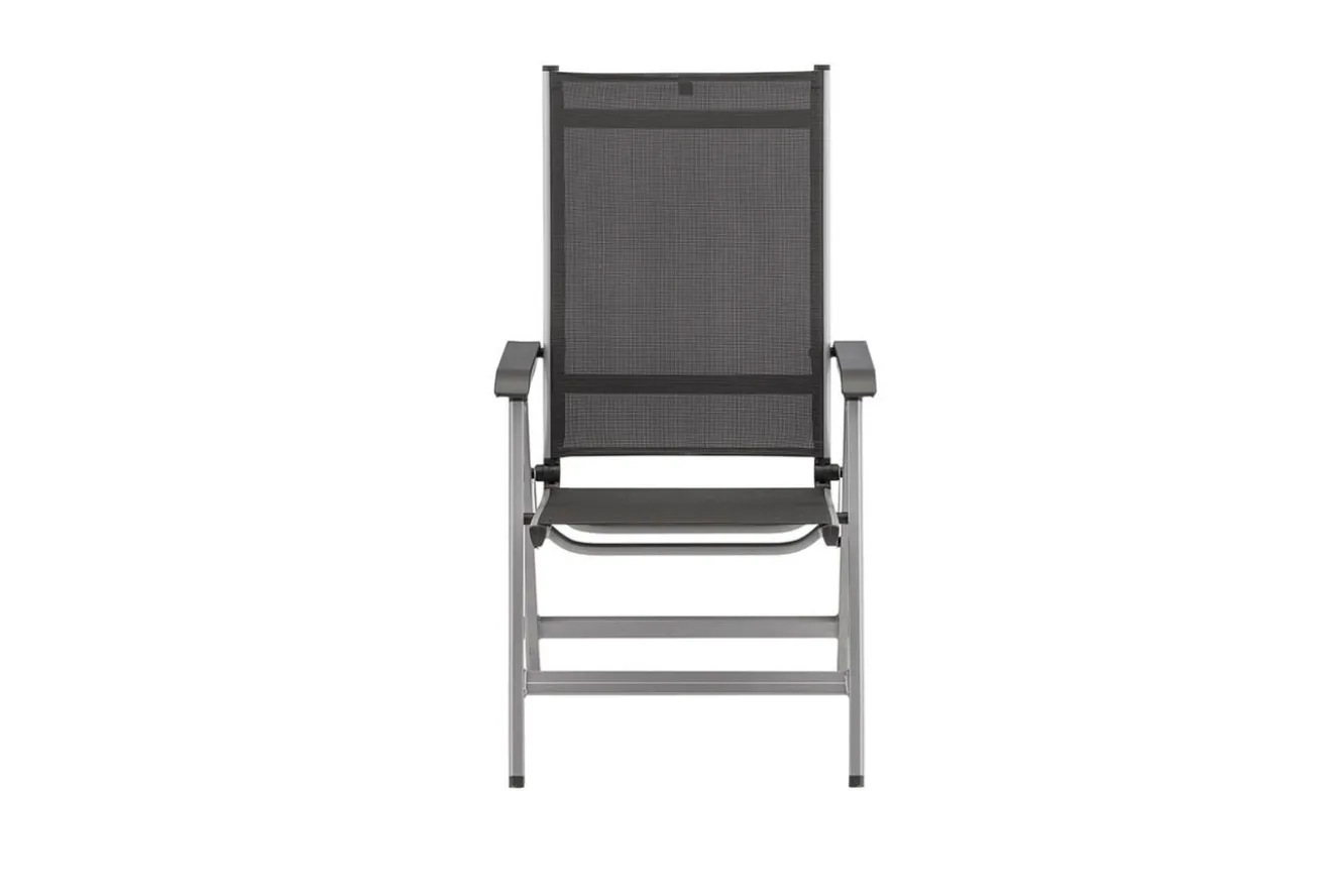 KETTLER KETTALUX-PLUS/Basic Plus Sitzgruppe, silber/anthrazit, Alu/Textilene, Tisch 160x95 cm, 6 Klappstühle