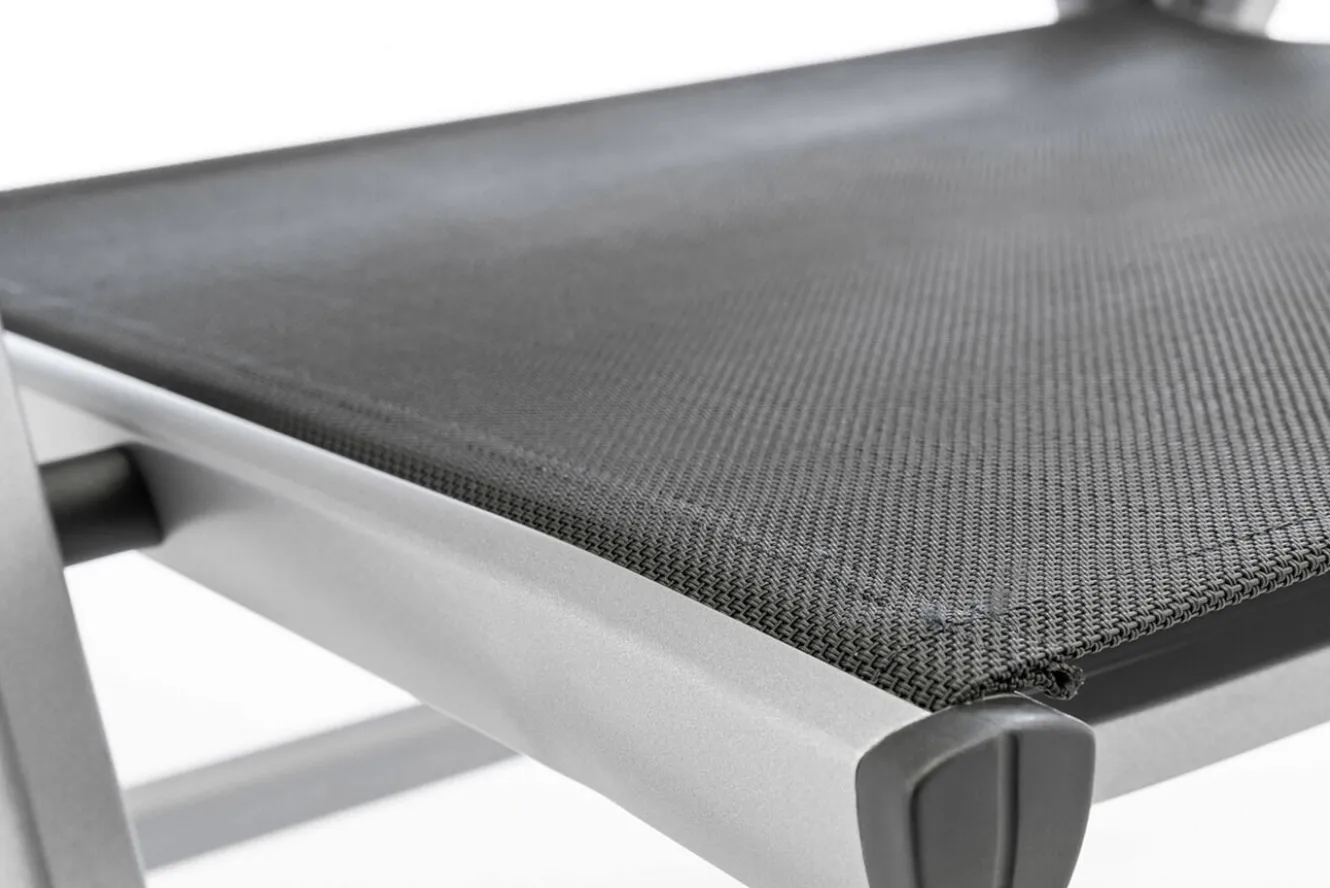 KETTLER KETTALUX-PLUS/Basic Plus Sitzgruppe, silber/anthrazit, Alu/Textilene, Tisch 160x95 cm, 6 Klappstühle