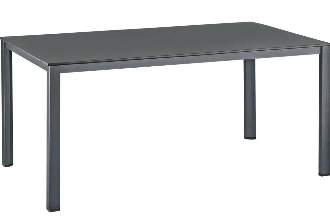 KETTLER KETTALUX-PLUS/Basic Plus Sitzgruppe, anthrazit, Alu/Textilene, Tisch 160x95 cm, 6 Klappstühle