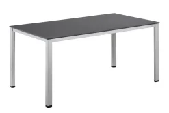 KETTLER KETTALUX-PLUS/Basic Plus Padded Sitzgruppe, silber/anthrazit/grau, Alu/Textilene, 160x95 cm,6 Stapelsessel, gepolsterte Sitz - und Rückenfläche