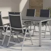 KETTLER KETTALUX-PLUS/Basic Plus Padded Sitzgruppe, silber/anthrazit, Alu/Textilene, Tisch 160x95 cm,4 Klappstühle