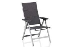 KETTLER KETTALUX-PLUS/Basic Plus Padded Sitzgruppe, silber/anthrazit, Alu/Textilene, Tisch 160x95 cm,4 Klappstühle