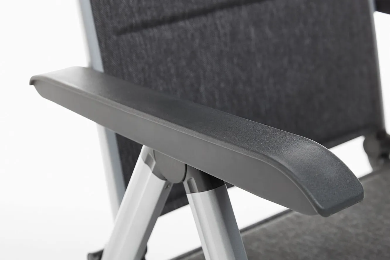 KETTLER KETTALUX-PLUS/Basic Plus Padded Sitzgruppe, silber/anthrazit, Alu/Textilene, Tisch 160x95 cm,4 Klappstühle
