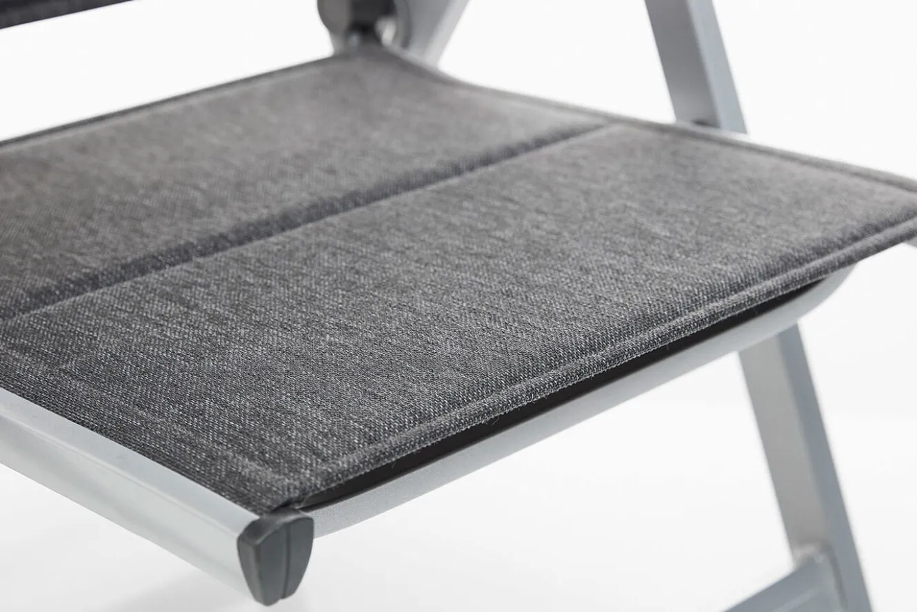 KETTLER KETTALUX-PLUS/Basic Plus Padded Sitzgruppe, silber/anthrazit, Alu/Textilene, Tisch 160x95 cm,4 Klappstühle