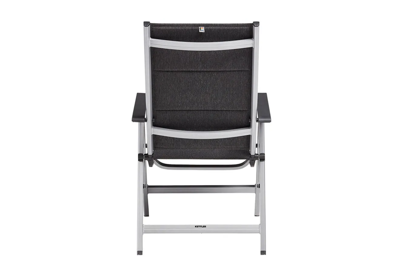 KETTLER KETTALUX-PLUS/Basic Plus Padded Sitzgruppe, silber/anthrazit, Alu/Textilene, Tisch 160x95 cm,4 Klappstühle