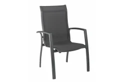 KETTLER KETTALUX-PLUS/Legato Curve Sitzgruppe, anthrazit, Alu/Textilene, Tisch 160x95 cm, 4 Stapelsessel, stapelbar