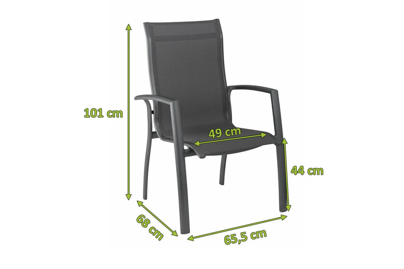 KETTLER Legato Curve Stapelsessel, anthrazit, Alu/Textilene, 0302302-7000, stapelbar