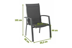 KETTLER Legato Curve Stapelsessel, anthrazit, Alu/Textilene, 0302302-7000, stapelbar