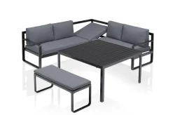 KETTLER Ocean Dining-Lounge, anthrazit/grau, 223 x 200 cm, inkl. Kissen, 0320831-7100