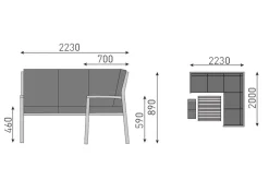 KETTLER Ocean Dining-Lounge, anthrazit/grau, 223 x 200 cm, inkl. Kissen, 0320831-7100