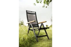 KETTLER Premium/Granada Garten-Essgruppe, Anthrazit/Grau, Alu/Glas, Ausziehtisch 180/240x100cm, 4 Stapelsessel, 2 Klappstühle