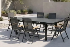 KETTLER Premium/Granada Garten-Essgruppe, anthrazit/grau, Alu/Glas, Tisch 180/240x100cm, 6 Sessel
