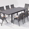 KETTLER Premium/Granada Garten-Essgruppe, Anthrazit/Grau, Alu/Glas, Ausziehtisch 180/240x100cm, 8 Sessel
