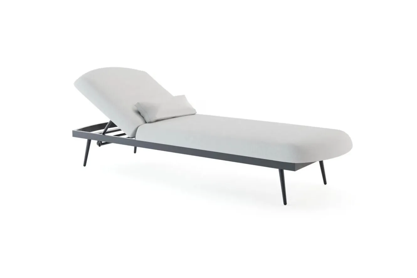 LIVING ZONE Confort Sun Compact Gartenliege, anthrazit/mondgrau, Alu/Polyester, verstellbar, witterungsbeständig