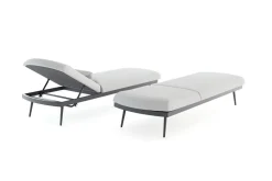 LIVING ZONE Confort Sun Lounger Gartenliegen-Set, mondgrau/anthrazit, Alu/Polyester, verstellbar, wetterbeständig, inkl. Kissen