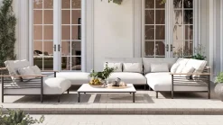 LIVING ZONE Dorina Plus Gartenlounge, grau/anthrazit, Alu/Holzoptik, wetterbeständig, UV-beständig, inkl. Kissen