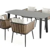 LIVING ZONE Grant Dining Garten-Essgruppe, anthrazit, Alu/Polyrattan, Tischplatte aus ESG-Sicherheitsglas, inkl. Kissen