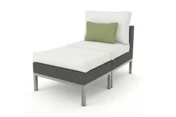 LIVING ZONE Silva Mini Gartenlounge, braun/creme, Polyrattan/Edelstahl, 2-teilig, modular, inkl. Hocker & Dekokissen