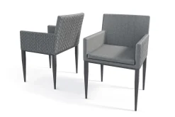 LIVING ZONE Styelo Garten-Essgruppe, mineralgrau/anthrazit, Alu/Keramik/Polyester, 180 x 90 cm, inkl. Kissen