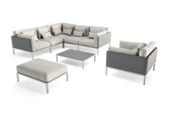 LIVING ZONE Suite Max Gartenlounge, anthrazit/taupe, Edelstahl/Textilene, abnehmbare Bezüge, wasserfest, rostfreies Material