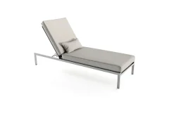 LIVING ZONE Suite Sun Lounger Compact Gartenliege, grau/taupe, Edelstahl/Textilene, rostfreies Material, UV-beständig, inkl. Kissen