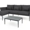LIVING ZONE Vinez Gartenlounge, graphitgrau, Alu/Glas, abnehmbare Bezüge, pulverbeschichtet, witterungsbeständig