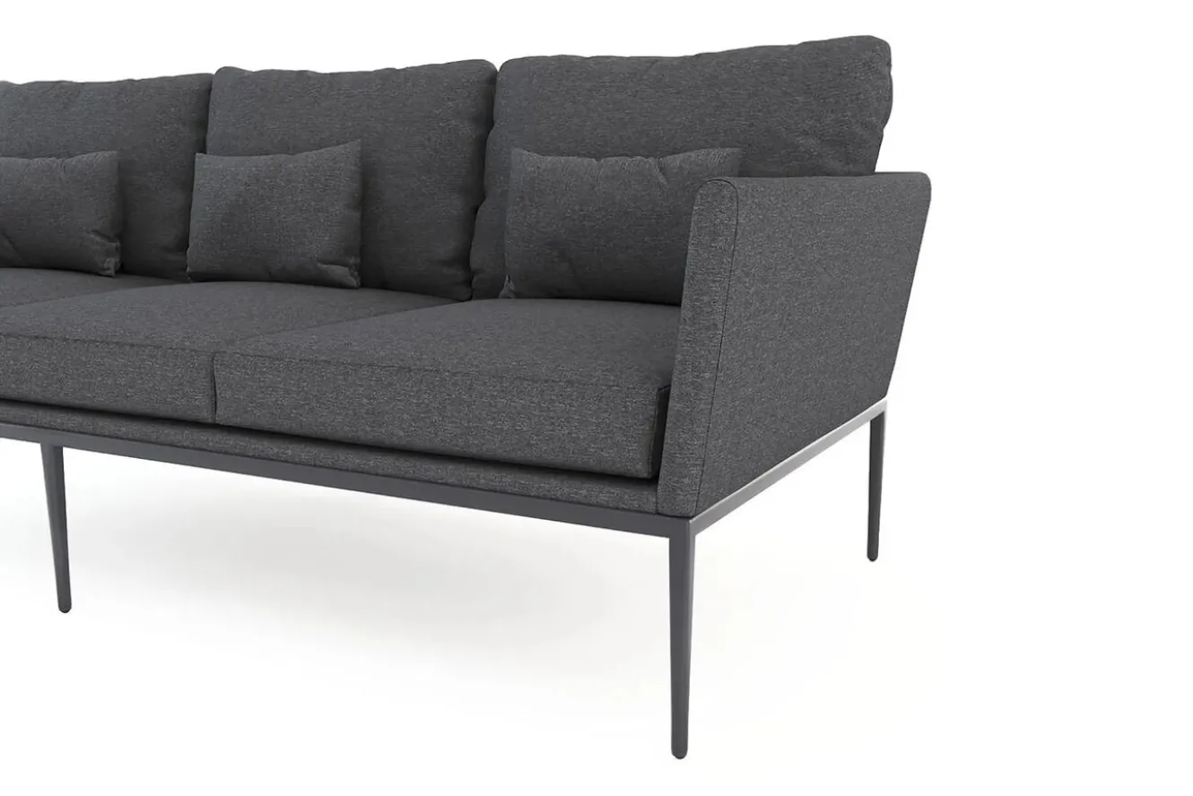 LIVING ZONE Vinez Gartenlounge, graphitgrau, Alu/Glas, abnehmbare Bezüge, pulverbeschichtet, witterungsbeständig