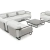 LOOKS by Wolfgang Joop Tempest Gartenlounge L, hellgrau/anthrazit, Alu/Rope-Geflecht, Beistelltisch mit Glasplatte, pulverbeschichtet, wetterfest, modernes Design
