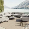 LOOKS by Wolfgang Joop Tempest Gartenlounge XL, hellgrau/anthrazit, Alu/Rope-Geflecht, Beistelltisch mit Glasplatte, pulverbeschichtet, wetterfest, modernes Design