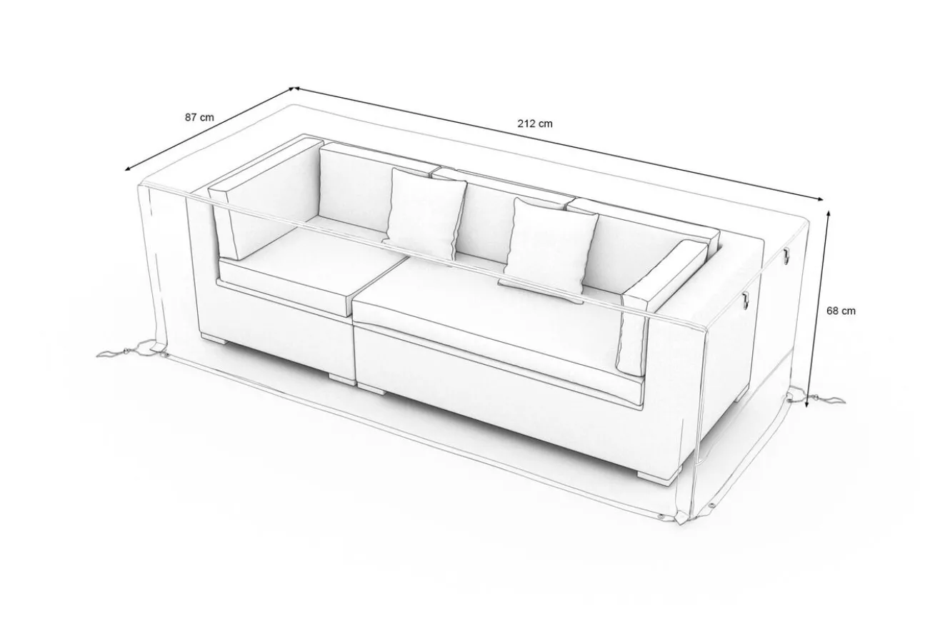OUTFLEXX Abdeckhaube für Gartenlounges, schwarz, Ripstop-Gewebe/Polyester, 212 x 87 x 68 cm, wasserabweisend, UV-Schutz