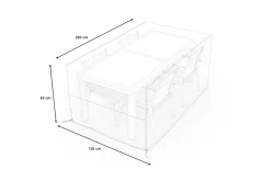 OUTFLEXX Abdeckhaube für Garten-Essgruppen, schwarz, Ripstop-Gewebe/Polyester, 200 x 120 x 85 cm, wasserabweisend, UV-Schutz
