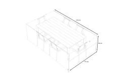 OUTFLEXX Abdeckhaube für Garten-Essgruppen, schwarz, Ripstop-Gewebe/Polyester, 270 x 170 x 80 cm, wasserabweisend, UV-Schutz