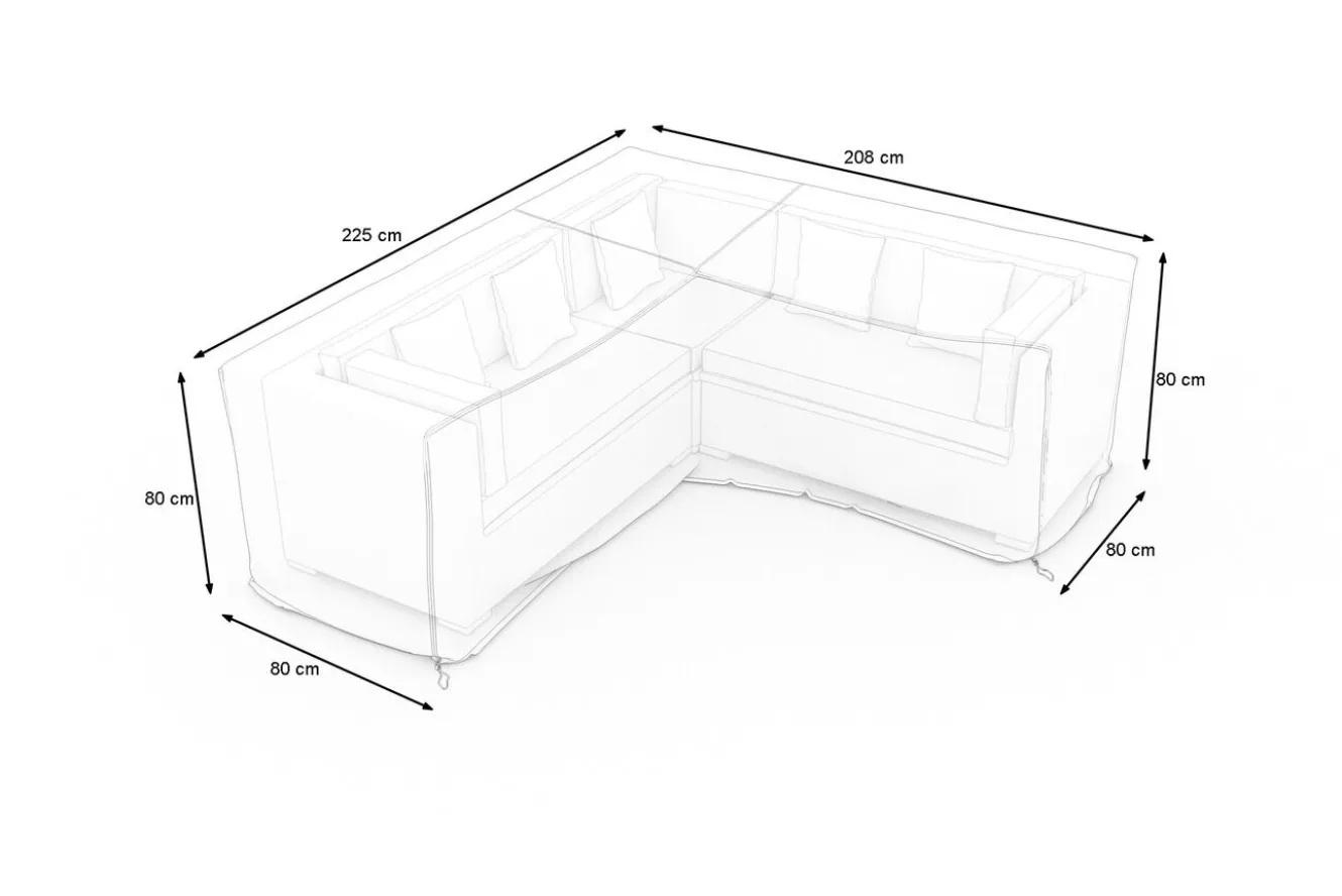 OUTFLEXX Abdeckhaube für Gartenlounges, schwarz, Ripstop-Gewebe/Polyester, 225 x 80 x 80 cm, wasserabweisend, UV-Schutz