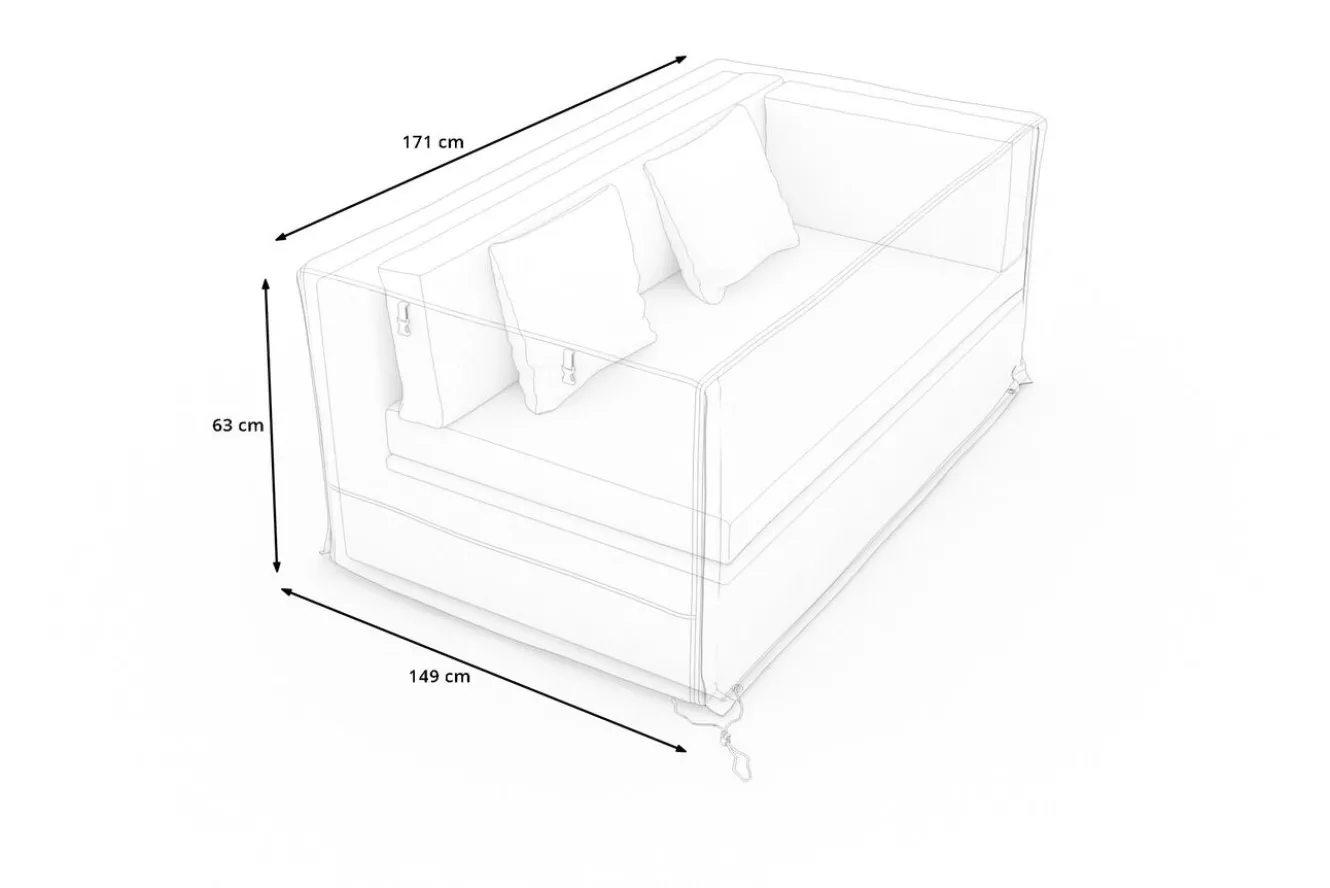 OUTFLEXX Abdeckhaube für Gartenlounges, schwarz, Ripstop-Gewebe/Polyester, 171 x 149 x 63 cm, wasserabweisend, UV-Schutz