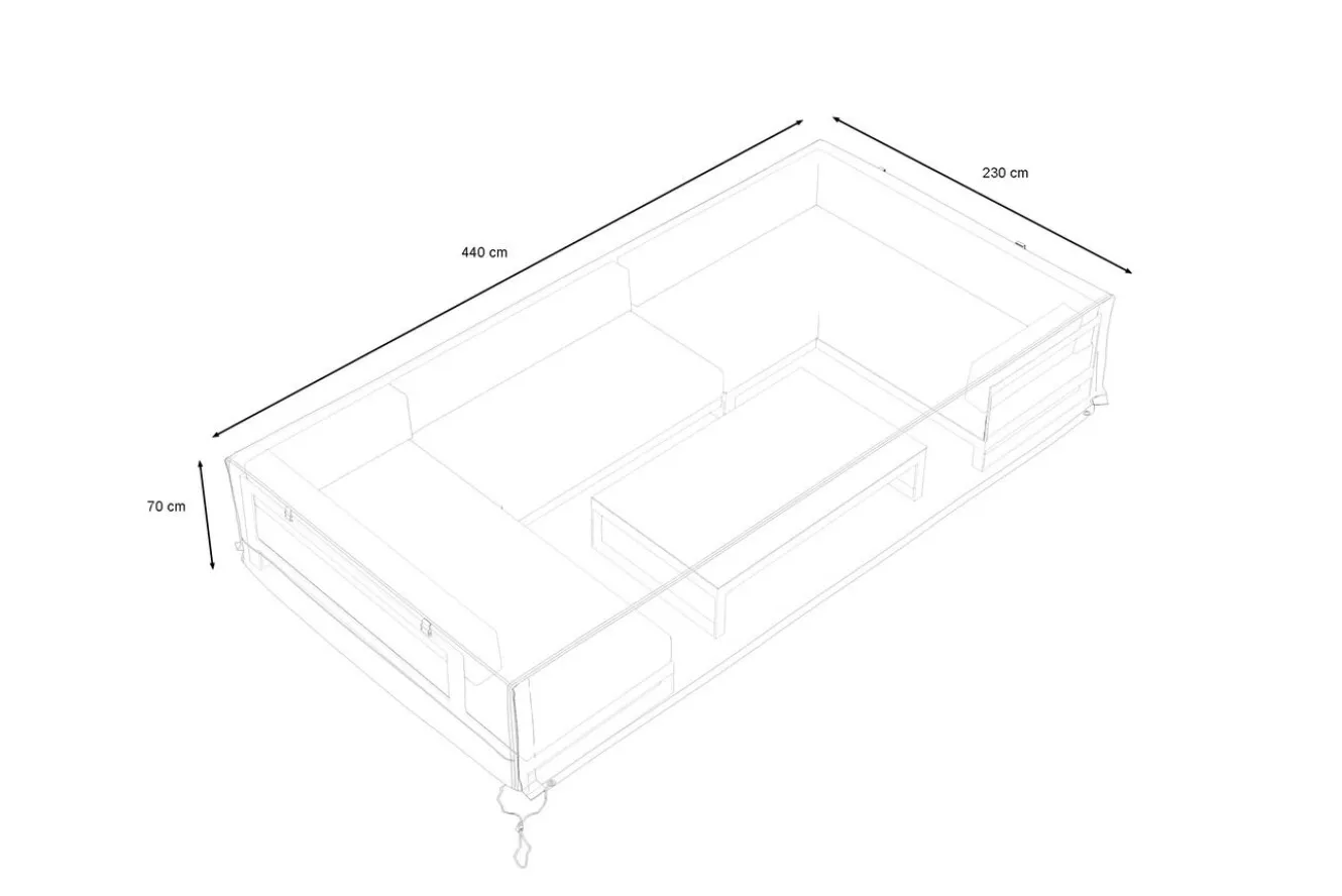 OUTFLEXX Abdeckhaube für Gartenlounges, schwarz, Ripstop-Gewebe/Polyester, 440 x 230 x 70 cm, wasserabweisend, UV-Schutz