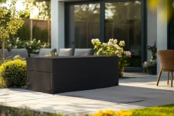OUTFLEXX Abdeckhaube für Kissenbox, schwarz, Ripstop-Gewebe/Polyester, 207 x 97 x 73 cm, wasserabweisend, UV-Schutz