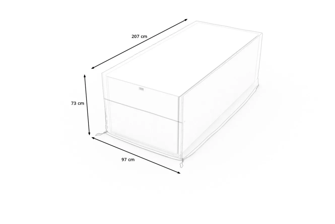 OUTFLEXX Abdeckhaube für Kissenbox, schwarz, Ripstop-Gewebe/Polyester, 207 x 97 x 73 cm, wasserabweisend, UV-Schutz