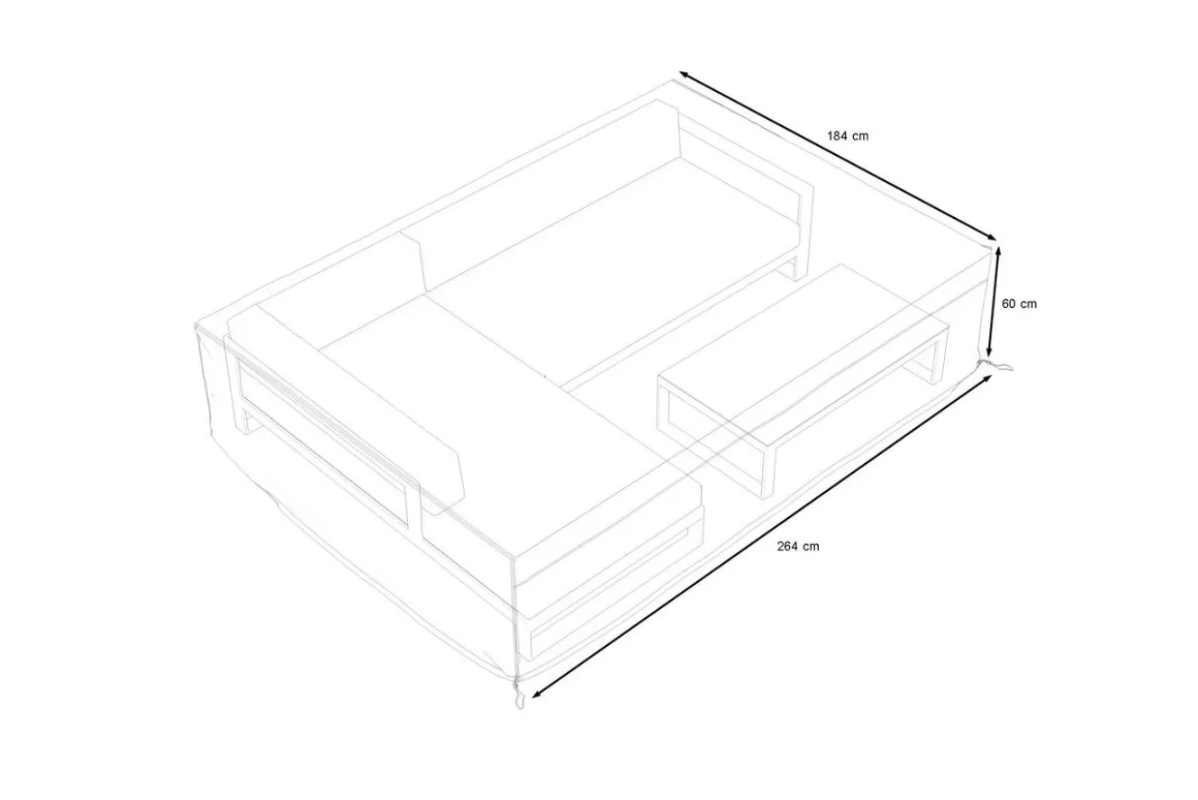 OUTFLEXX Abdeckhaube für Loungemöbel, schwarz, Ripstop-Gewebe/Polyester, 184 x 264 x 60 cm, wasserabweisend, UV-Schutz