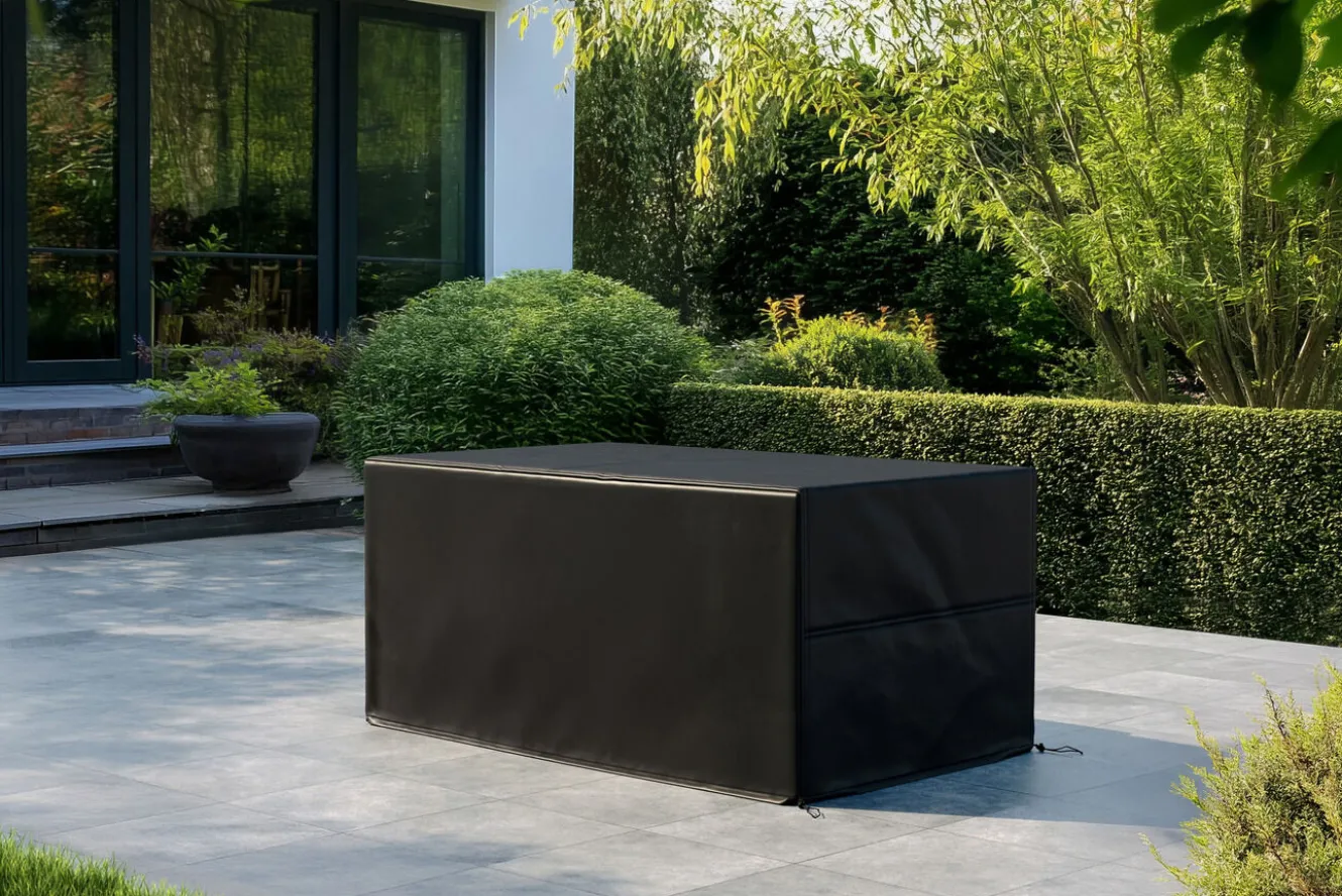 OUTFLEXX Abdeckhaube für Tische, schwarz, Ripstop-Gewebe/Polyester, 163 x 98 x 72 cm, wasserabweisend, UV-Schutz