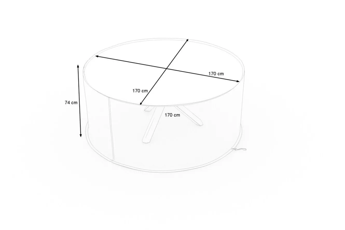OUTFLEXX Abdeckhaube für Tische, schwarz, Ripstop-Gewebe/Polyester, Ø170 x 74 cm, wasserabweisend, UV-Schutz