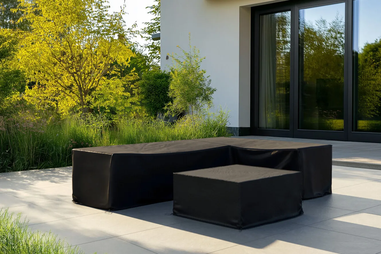OUTFLEXX Abdeckhauben-Set für Gartenlounges, schwarz, Ripstop-Gewebe/Polyester, wasserabweisend, UV-Schutz
