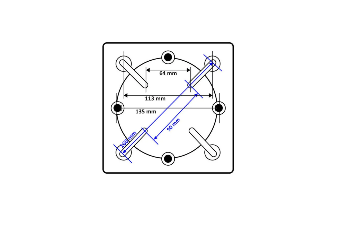 OUTFLEXX Adapterplatte für Schirmständer und Bodenanker, anthrazit, Alu, 16x16x1,5cm, Lochabstand 64-113mm