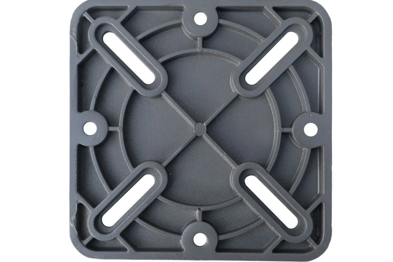 OUTFLEXX Adapterplatte für Schirmständer und Bodenanker, anthrazit, Alu, 16x16x1,5cm, Lochabstand 64-113mm