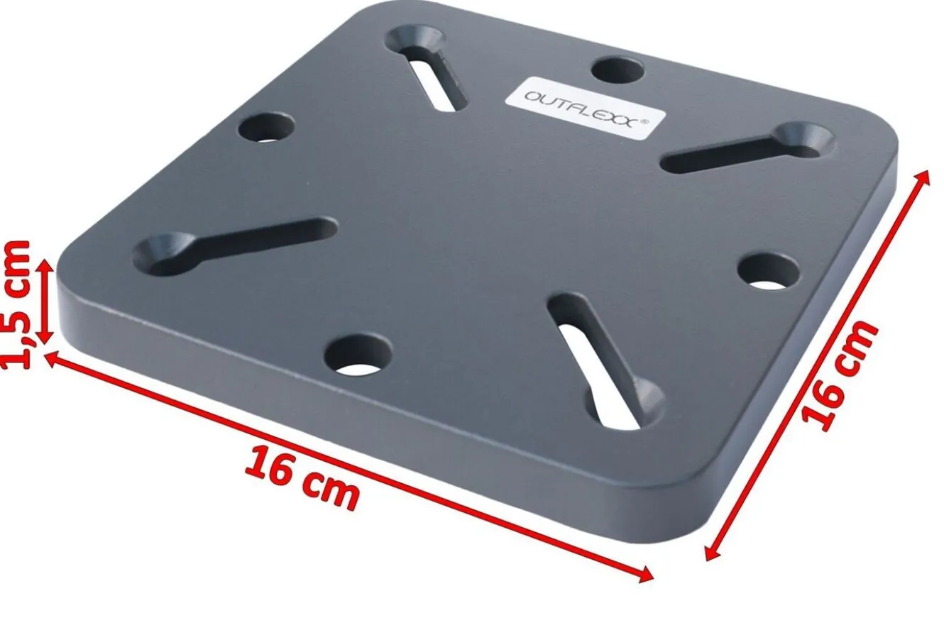 OUTFLEXX Adapterplatte für Schirmständer und Bodenanker, anthrazit, Alu, 16x16x1,5cm, Lochabstand 64-113mm