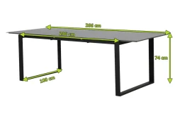 OUTFLEXX Alexander Ausziehtisch, mattgrau, Alu, 206/266x100x74 cm, ausziehbare Tischplatte