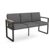 OUTFLEXX Alexander Bank, mattgrau, Alu/Teak, 154x55x75 cm, mit Armlehnen, inkl. Polster