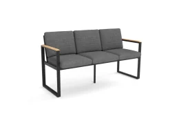 OUTFLEXX Alexander Bank, mattgrau, Alu/Teak, 154x55x75 cm, mit Armlehnen, inkl. Polster